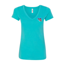 Load image into Gallery viewer, OnieTonie™ Women's V-Neck T-Shirt 'Sea Turtle Ocean Heart'