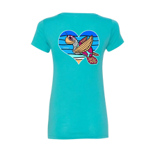 Load image into Gallery viewer, OnieTonie™ Women's V-Neck T-Shirt 'Sea Turtle Ocean Heart'