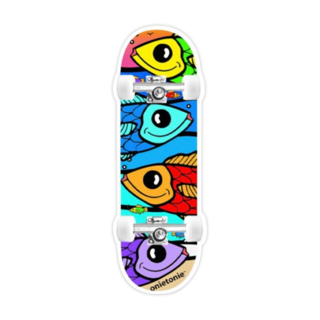 OnieTonie™ Stickers, Glossy Finish 'Fish Skateboard'