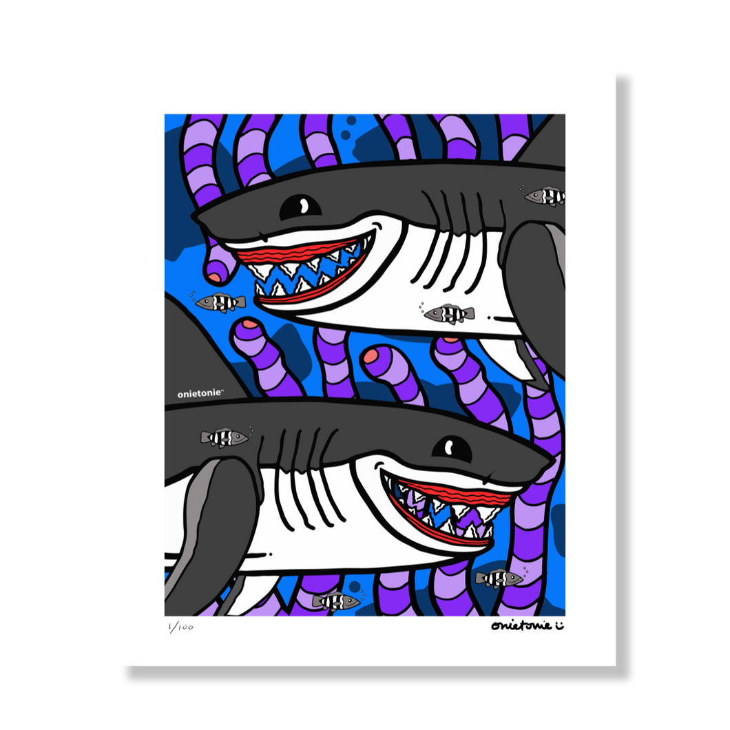 OnieTonie™ Limited Print 'Sharks & Purple Seaweed'