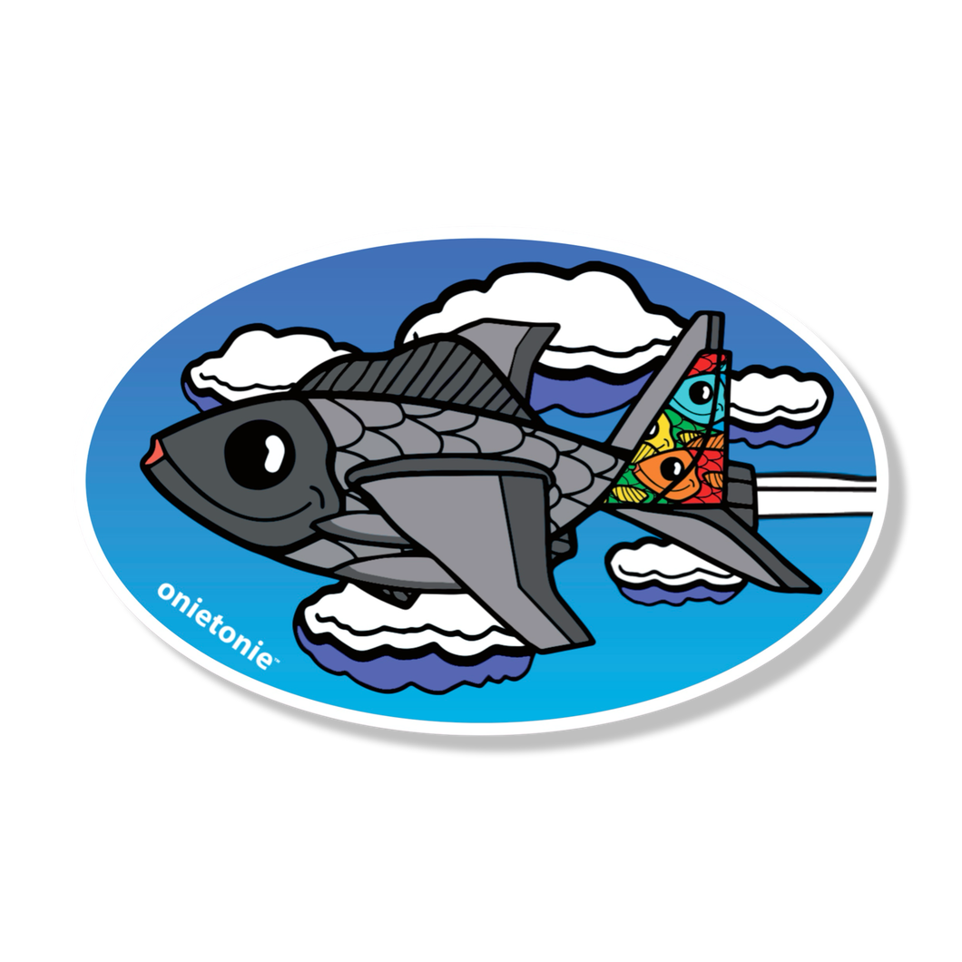 OnieTonie™ Stickers, Glossy Finish, 'Fish Plane Oval'