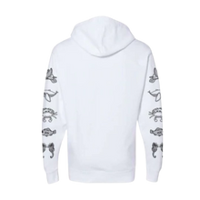 Load image into Gallery viewer, OnieTonie™ Hoodie White &#39;Outline Sleeve Collage&#39;
