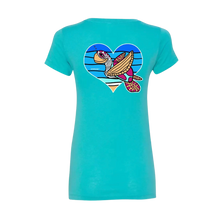 Load image into Gallery viewer, OnieTonie™ Women&#39;s V-Neck T-Shirt &#39;Sea Turtle Ocean Heart&#39;
