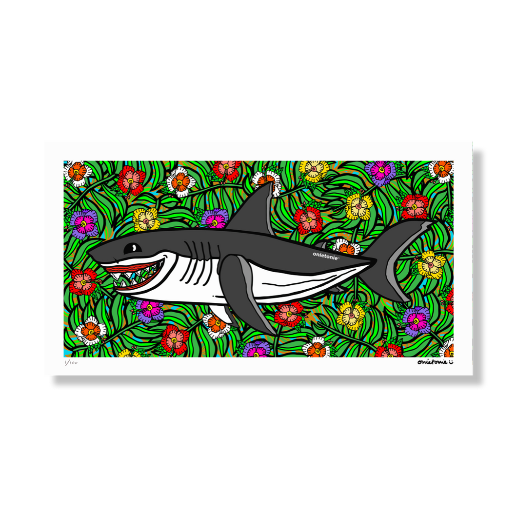 OnieTonie™ Limited Print 'Shark Flowers Long'