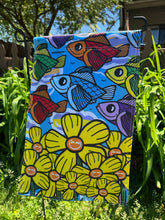 Load image into Gallery viewer, OnieTonie Yard Flag &#39;Flowers &amp; Flying Fish&#39;
